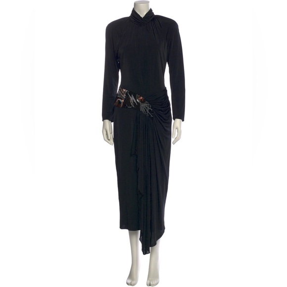 Casadei Dresses & Skirts - Vintage Casadei Neiman Marcus Beaded Open Back Black Dress size M